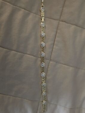 Gold-Tone Greek Key Crystal Link Bracelet - Women's Jewelry